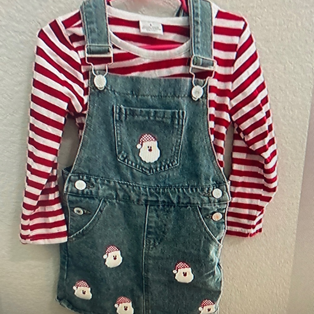 Festive Santa Denim Overalls for Kids